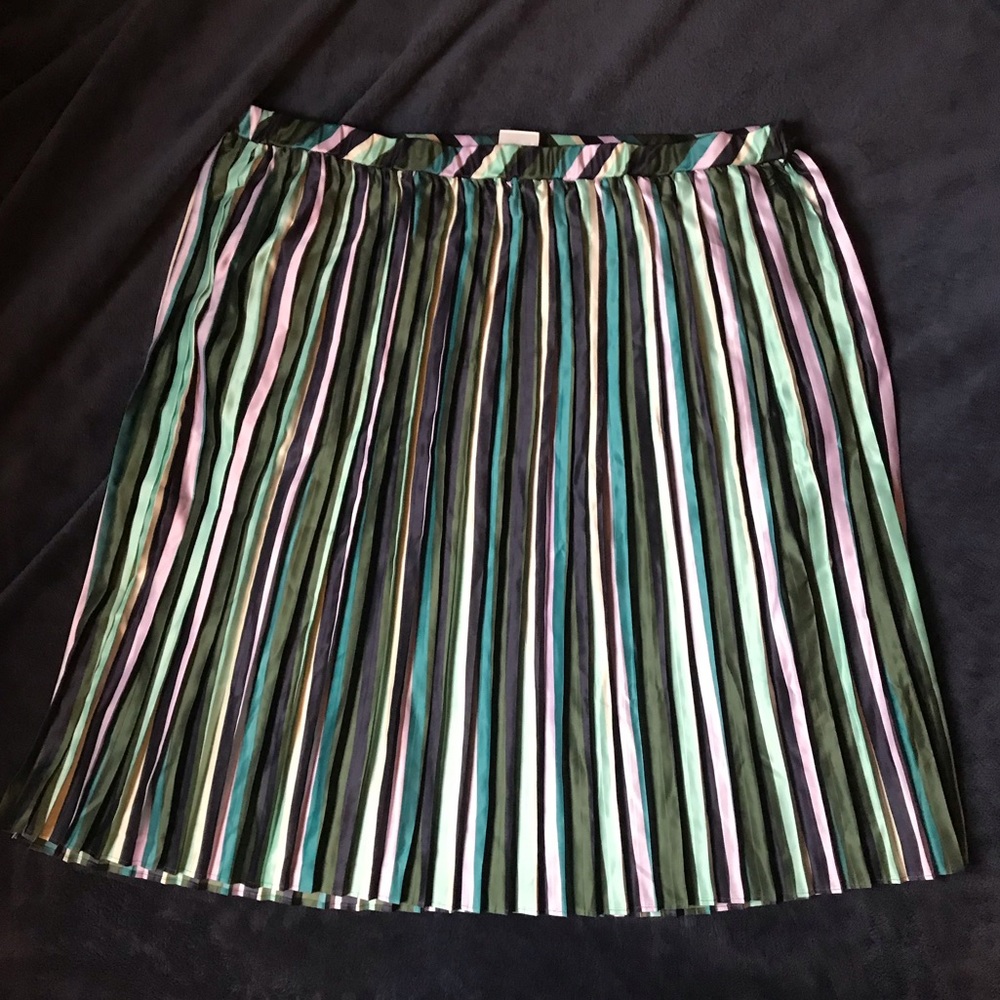 Pleated Striped Skirt